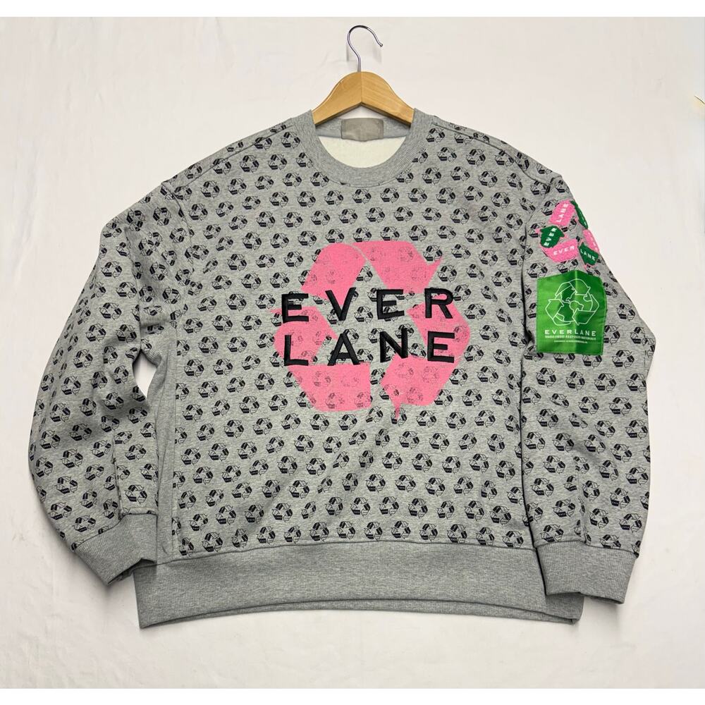 Everlane Recycled Graphic Sweatshirt women’s size M Gray Oversized  Earth Print